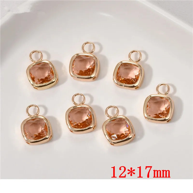 30pcs Glass Core Square Copper Floating Locket Charms DIY Jewelry Accessory