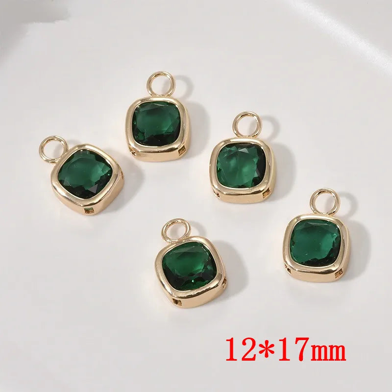 30pcs Glass Core Square Copper Floating Locket Charms DIY Jewelry Accessory