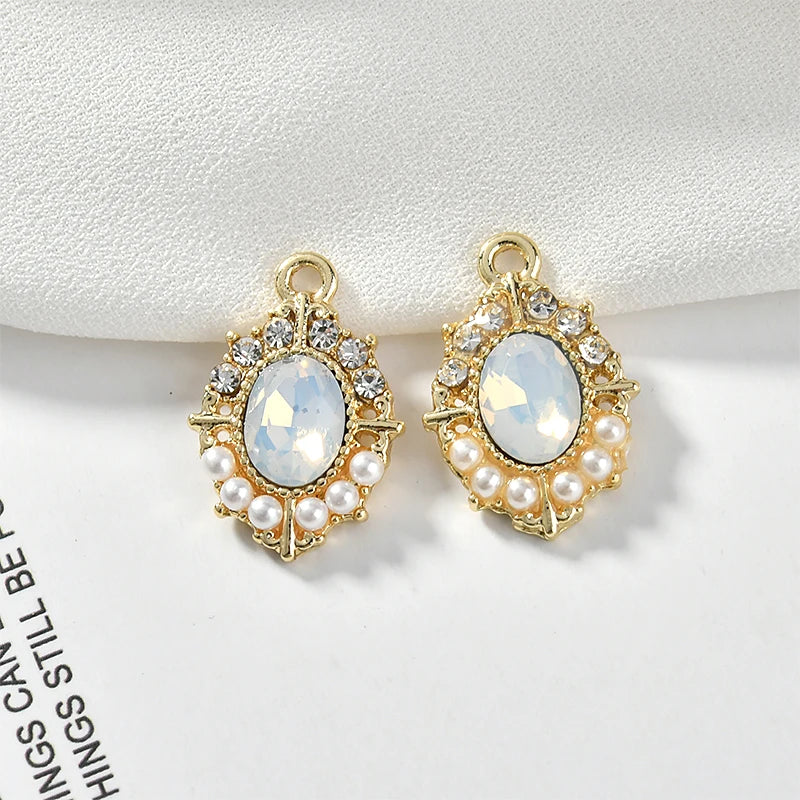 30pcs Glass Rhinestone Core Geometry Alloy Charms for Locket Jewelry