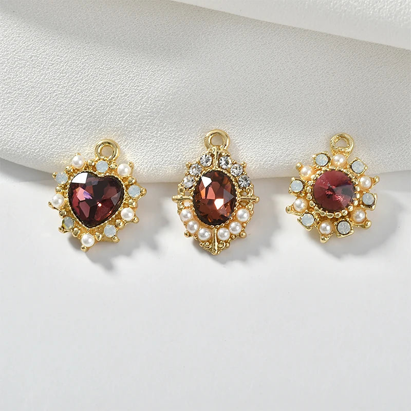 30pcs Glass Rhinestone Core Geometry Alloy Charms for Locket Jewelry