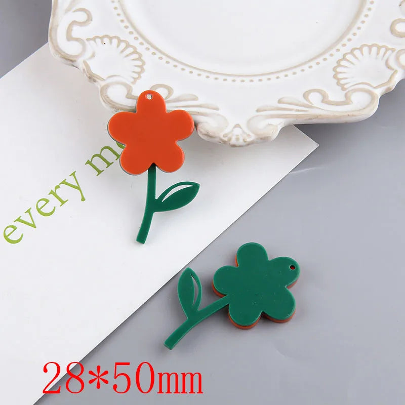 30pcs Cartoon Flowers Acrylic Beads DIY Earring/Garment Accessory