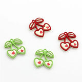 30pcs Rubber Paint Hearts Cherry Alloy Floating Locket Charms DIY Jewelry