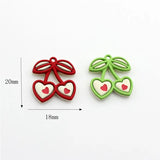 30pcs Rubber Paint Hearts Cherry Alloy Floating Locket Charms DIY Jewelry