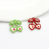 30pcs Rubber Paint Hearts Cherry Alloy Floating Locket Charms DIY Jewelry