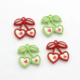 30pcs Rubber Paint Hearts Cherry Alloy Floating Locket Charms DIY Jewelry