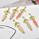 30pcs Enamel Alloy Cartoon Bouquet Floating Locket Charms DIY Jewelry Earring