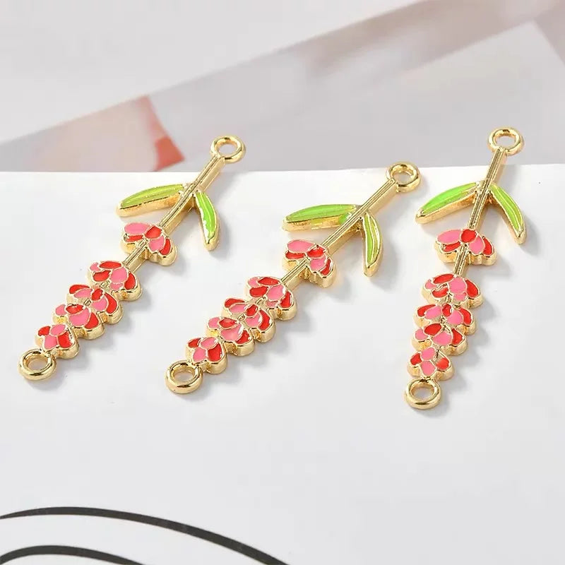 30pcs Enamel Alloy Cartoon Bouquet Floating Locket Charms DIY Jewelry Earring