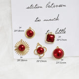 30pcs Red Beads Alloy Floating Locket Charm DIY Jewelry Accessory