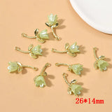 30pcs Resin Floral Charms Alloy Rose DIY Jewelry Earring Accessory