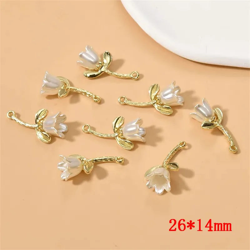 30pcs Resin Floral Charms Alloy Rose DIY Jewelry Earring Accessory