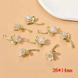 30pcs Resin Floral Charms Alloy Rose DIY Jewelry Earring Accessory