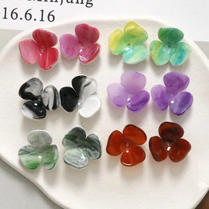 40pcs/lot 22mm Cartoon Flowers Acrylic Beads DIY Jewelry Earring Accessory