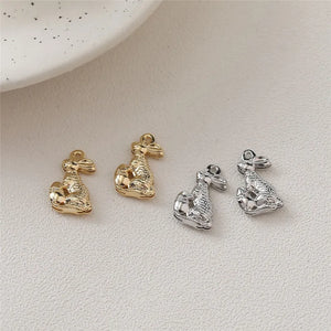 40pcs Rabbit Shape Copper Floating Locket Charm DIY Jewelry Earring Accessory