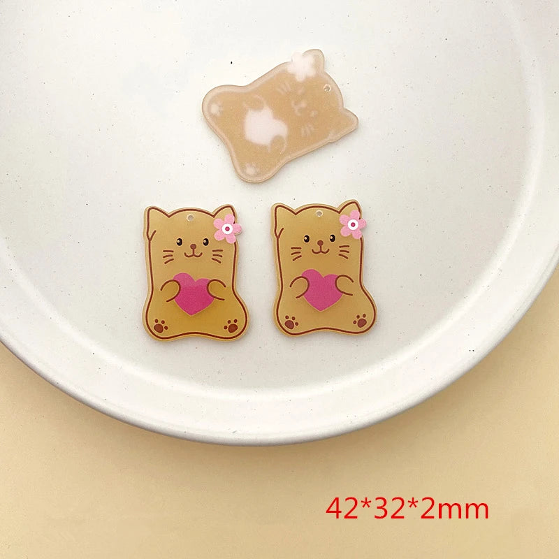 40pcs Animal Pattern Print Acrylic Beads DIY Jewelry Garment Keychain Accessory