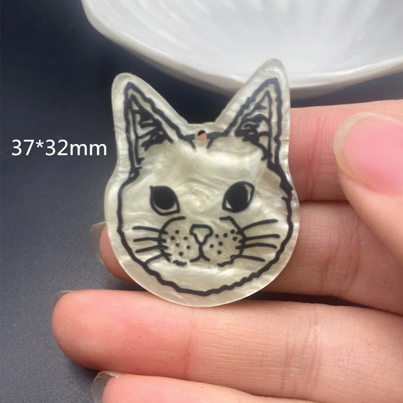 40pcs Cartoon Cat Head Acrylic Beads for DIY Jewelry and Hair Accessories