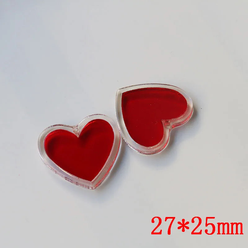 40pcs Cartoon Hearts Shape Acrylic Beads DIY Jewelry Earring Pendant