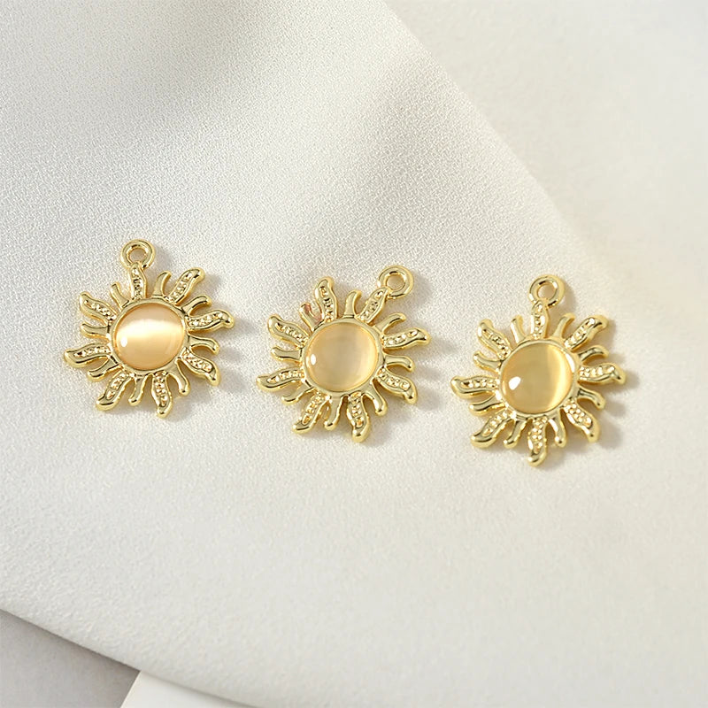 40pcs Resin Core Rounds Sun Alloy Floating Locket Charms DIY Jewelry