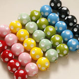 50pcs 14mm Dots Pattern Print Geometry Resin Beads DIY Jewelry Accessory