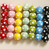 50pcs 14mm Dots Pattern Print Geometry Resin Beads DIY Jewelry Accessory