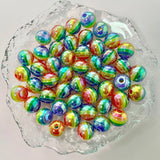 50pcs 16mm Geometric Pattern Resin Beads DIY Jewelry Earring/Bracelet Accessory
