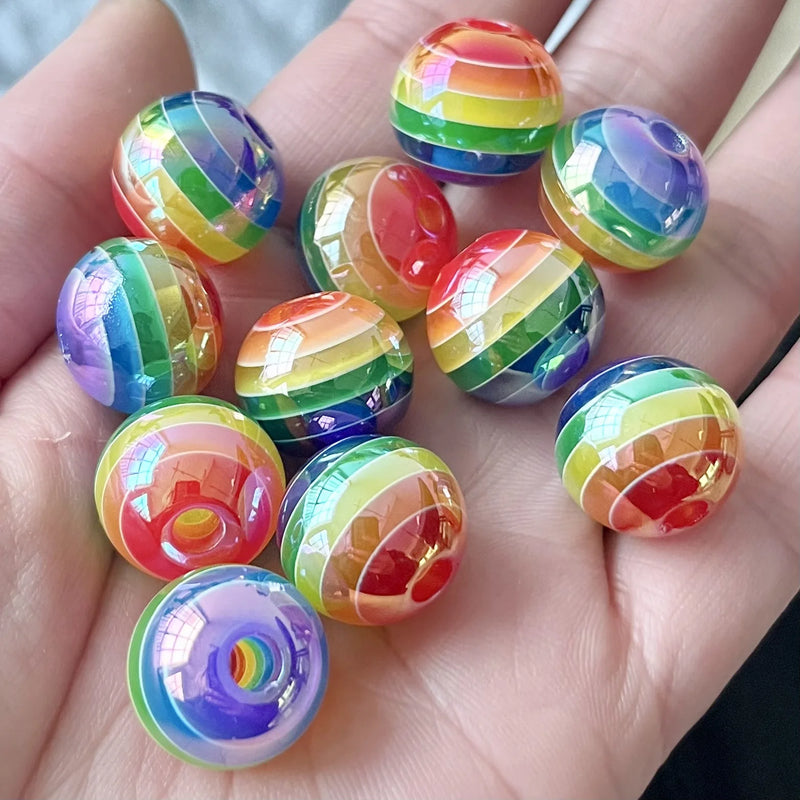 50pcs 16mm Geometric Pattern Resin Beads DIY Jewelry Earring/Bracelet Accessory