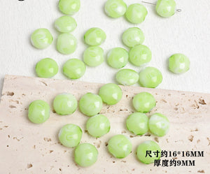 50pcs 16mm Geometric Round Glass Beads DIY Jewelry Earring Pendant