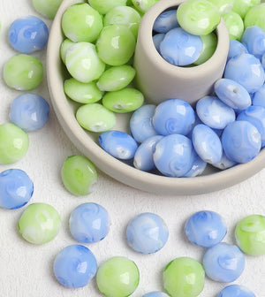 50pcs 16mm Geometric Round Glass Beads DIY Jewelry Earring Pendant