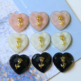 50pcs 17mm Resin Rose Flower Hearts Flatback Beads DIY Earring