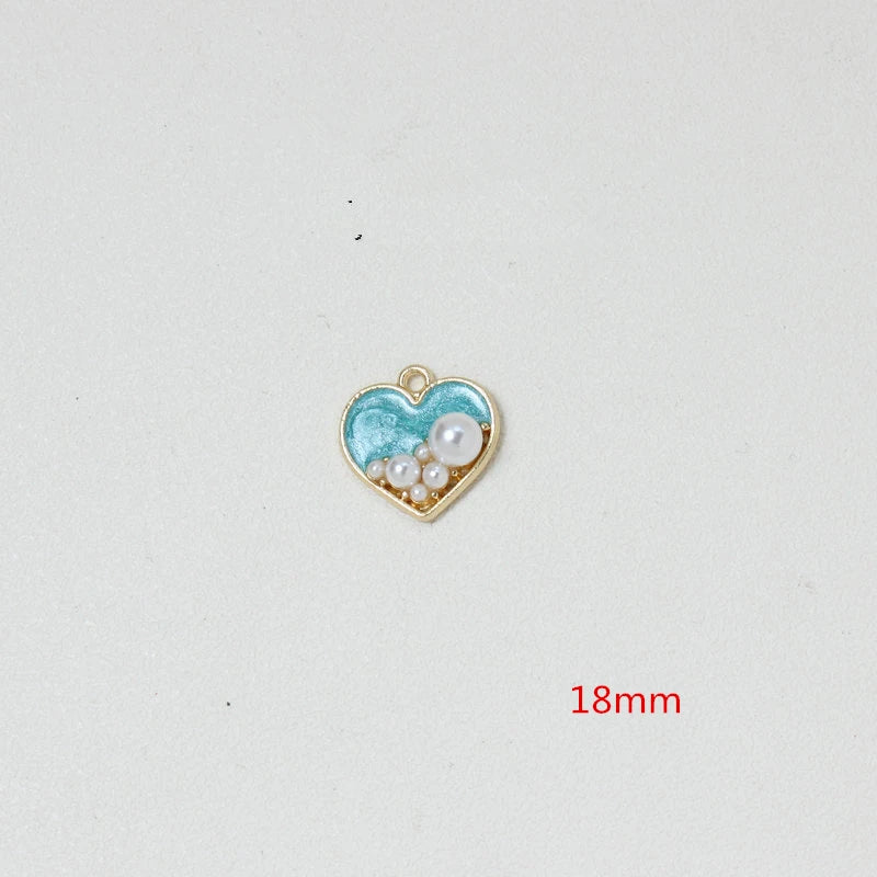 50pcs 18mm Alloy Cartoon Hearts Metal Charms DIY Jewelry Accessories