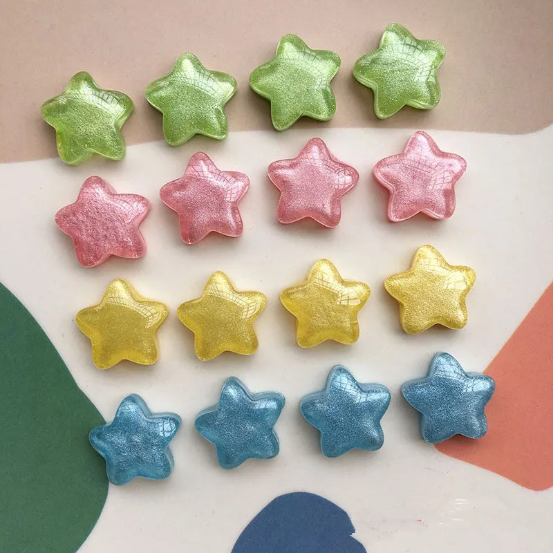 50pcs 19mm Glitter Decoration Stars Shape Flatback Beads DIY Jewelry