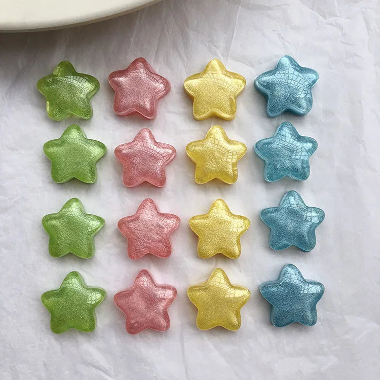 50pcs 19mm Glitter Decoration Stars Shape Flatback Beads DIY Jewelry