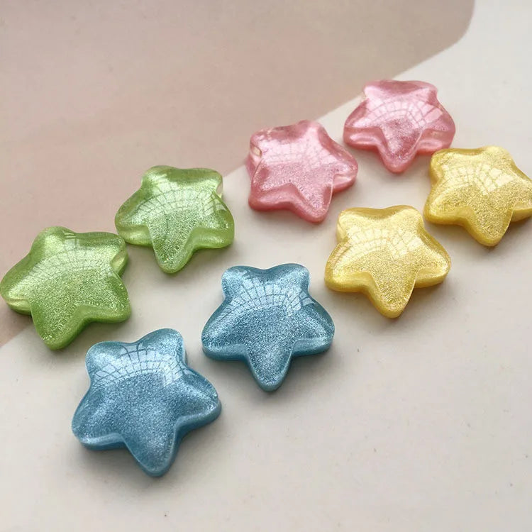 50pcs 19mm Glitter Decoration Stars Shape Flatback Beads DIY Jewelry