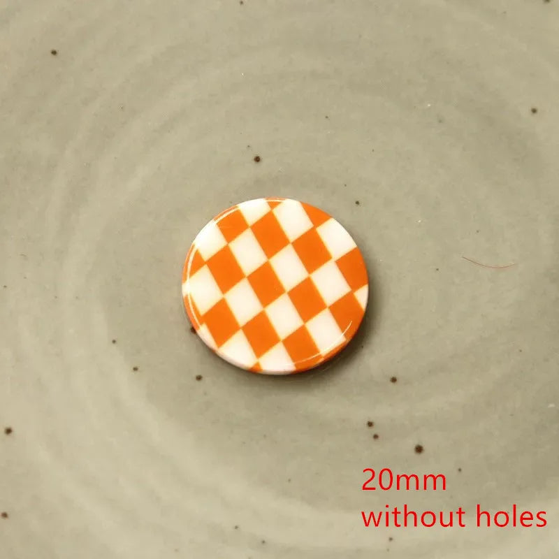50pcs 20mm Lattice Print Acrylic Beads DIY Jewelry Earring Accessory