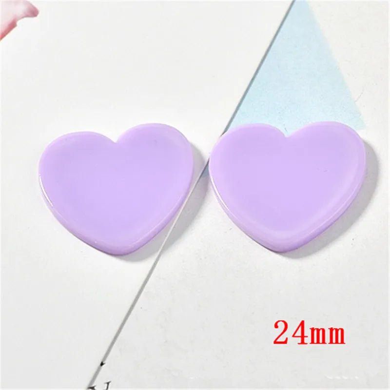 50pcs 24mm Cartoon Hearts Acrylic Beads DIY Jewelry Earring/Hair Accessory