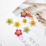 50pcs Smiley Core Cartoon Sunflowers Resin Flowers for DIY Jewelry Earring
