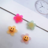 50pcs Smiley Core Cartoon Sunflowers Resin Flowers for DIY Jewelry Earring