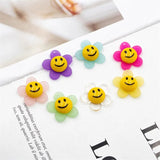 50pcs Smiley Core Cartoon Sunflowers Resin Flowers for DIY Jewelry Earring