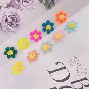 50pcs 25mm Smiley Face Cartoon Flower Acrylic Beads for DIY Earrings