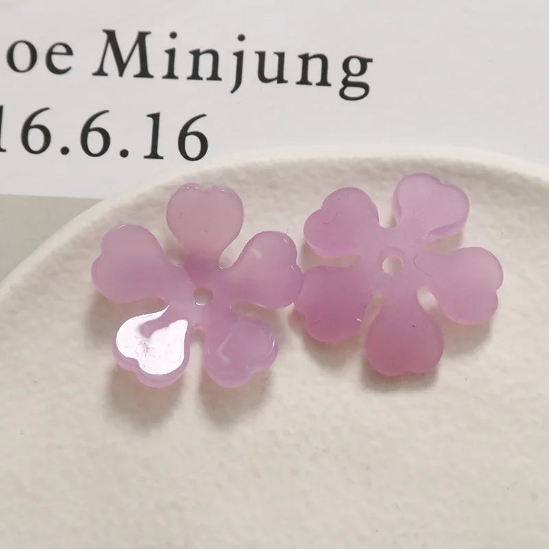50pcs 27mm Acrylic Cartoon Flowers Beads DIY Jewelry Earring/Hair Accessory