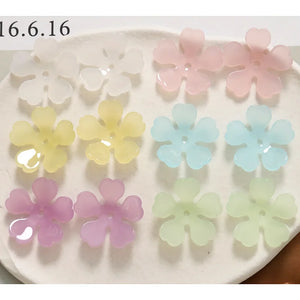 50pcs 27mm Acrylic Cartoon Flowers Beads DIY Jewelry Earring/Hair Accessory