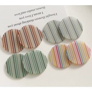 50pcs/lot 31mm Stripe Print Geometry Acrylic Beads DIY Jewelry Earring Accessory