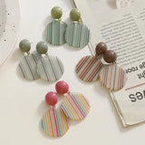 50pcs/lot 31mm Stripe Print Geometry Acrylic Beads DIY Jewelry Earring Accessory