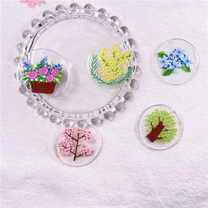 50pcs 35mm Tree/Flowers Pattern Acrylic Beads DIY Jewelry Earring Accessory