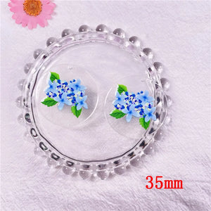 50pcs 35mm Tree/Flowers Pattern Acrylic Beads DIY Jewelry Earring Accessory
