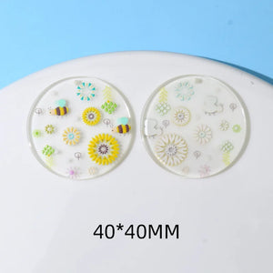 50pcs 40mm Cartoon Flowers/Animals Acrylic Beads DIY Earrings