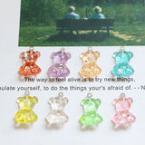 50pcs Glitter Jelly Bear Resin Beads Charms DIY Earring Keychain Accessory