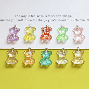50pcs Glitter Jelly Bear Resin Beads Charms DIY Earring Keychain Accessory