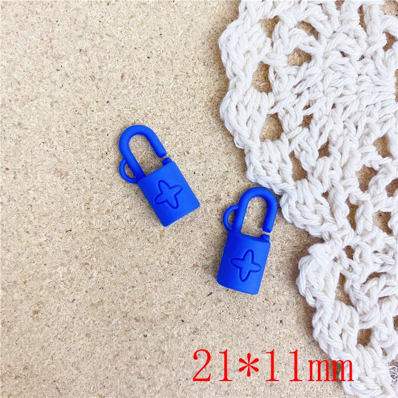 50pcs Cartoon Flowers Lock Shape Charms for DIY Jewelry Earring