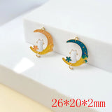 50pcs Alloy Drop Oil Cat/Moon Floating Locket Charms DIY Jewelry
