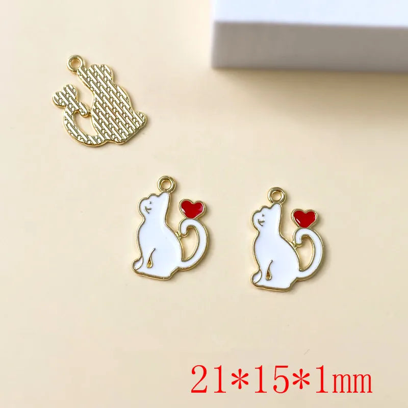 50pcs Alloy Drop Oil Cat/Moon Floating Locket Charms DIY Jewelry